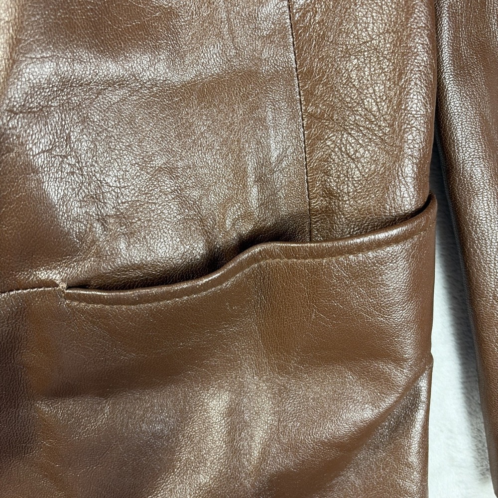 Vintage Lord & Taylor Women's 8 Brown Lamb Leather Blazer Jacket - Picture 8 of 13